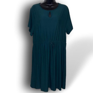 SHIELA Rose drawstring tie dress hunter green size 2x